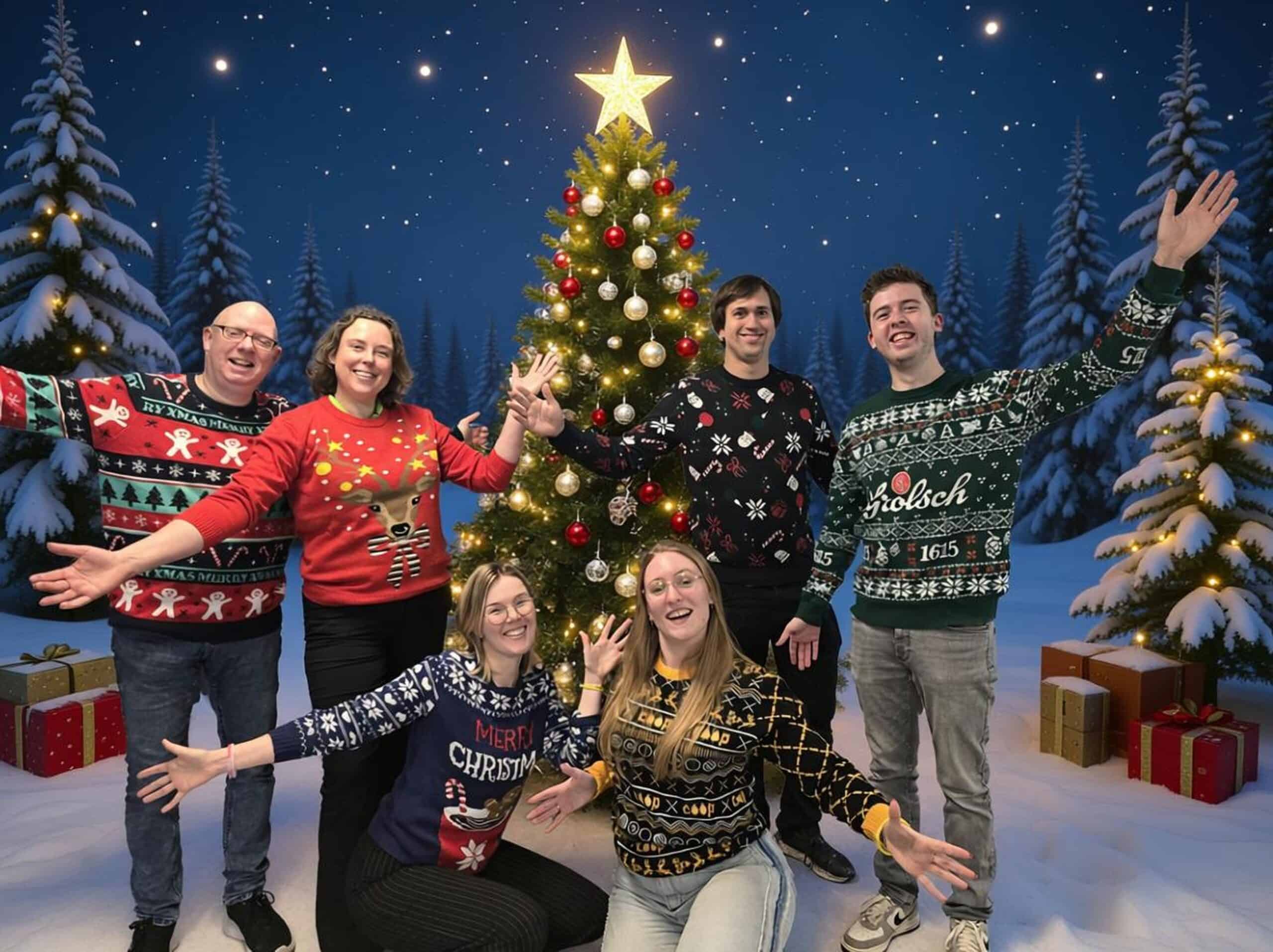 Kantoor van Recrateam in kerstsfeer – kerstgroet van het team