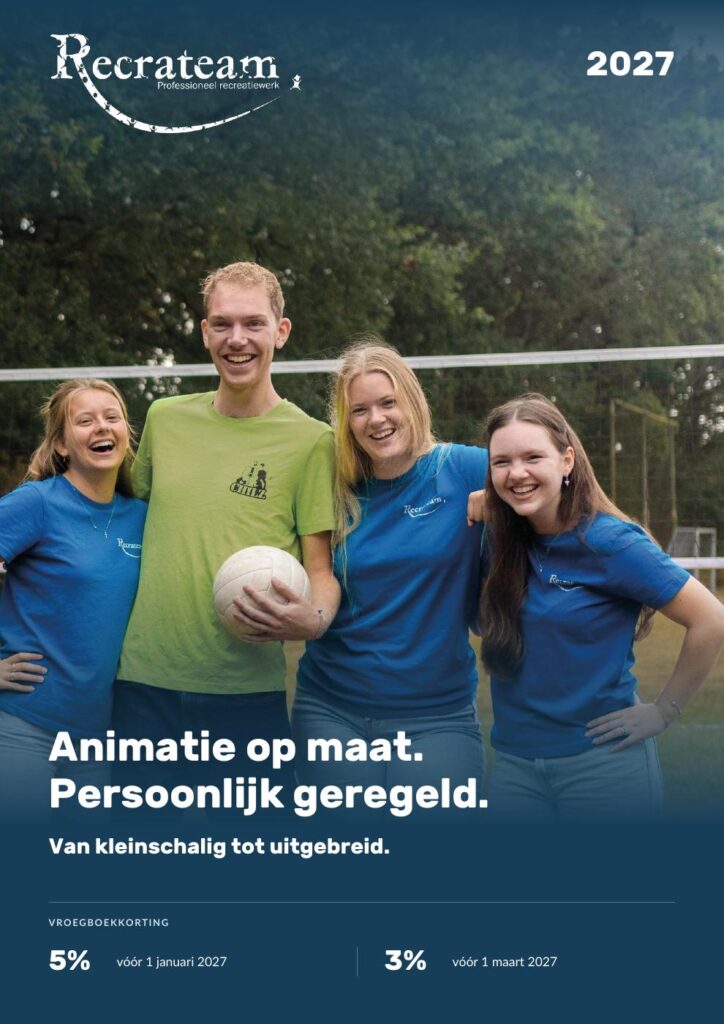 Omslag van de Recrateam brochure 2027